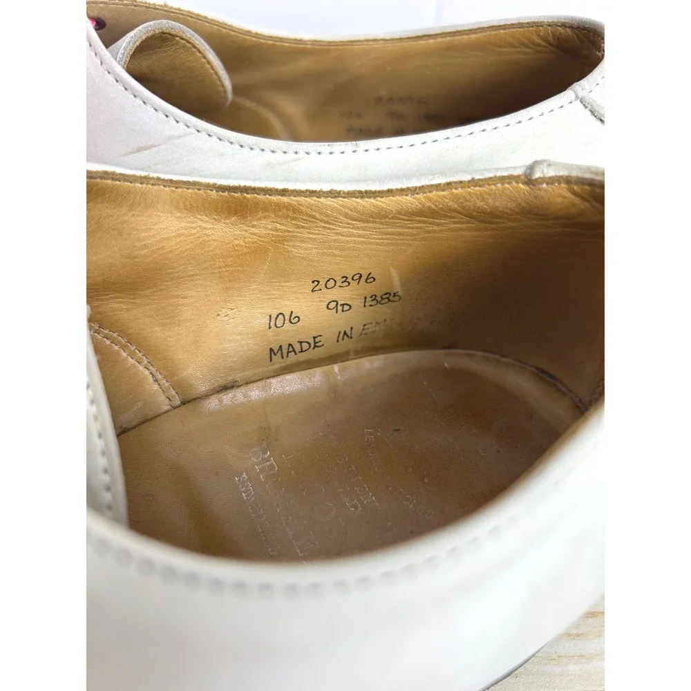 VTG Peal & Co‎ Brooks Brothers Men Dress Shoes 9D White Wingtip Oxfords Leather